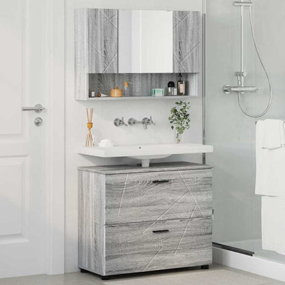 Badezimmermöbel-Set 2 stk. Graues Sonoma 76,5 x 35 x 64 cm