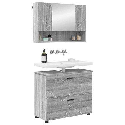 Badezimmermöbel-Set 2 stk. Graues Sonoma 76,5 x 35 x 64 cm