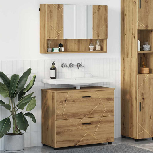 Badezimmermöbel-Set 2 Stk. Artisan-Eiche 76,5 x 35 x 64 cm