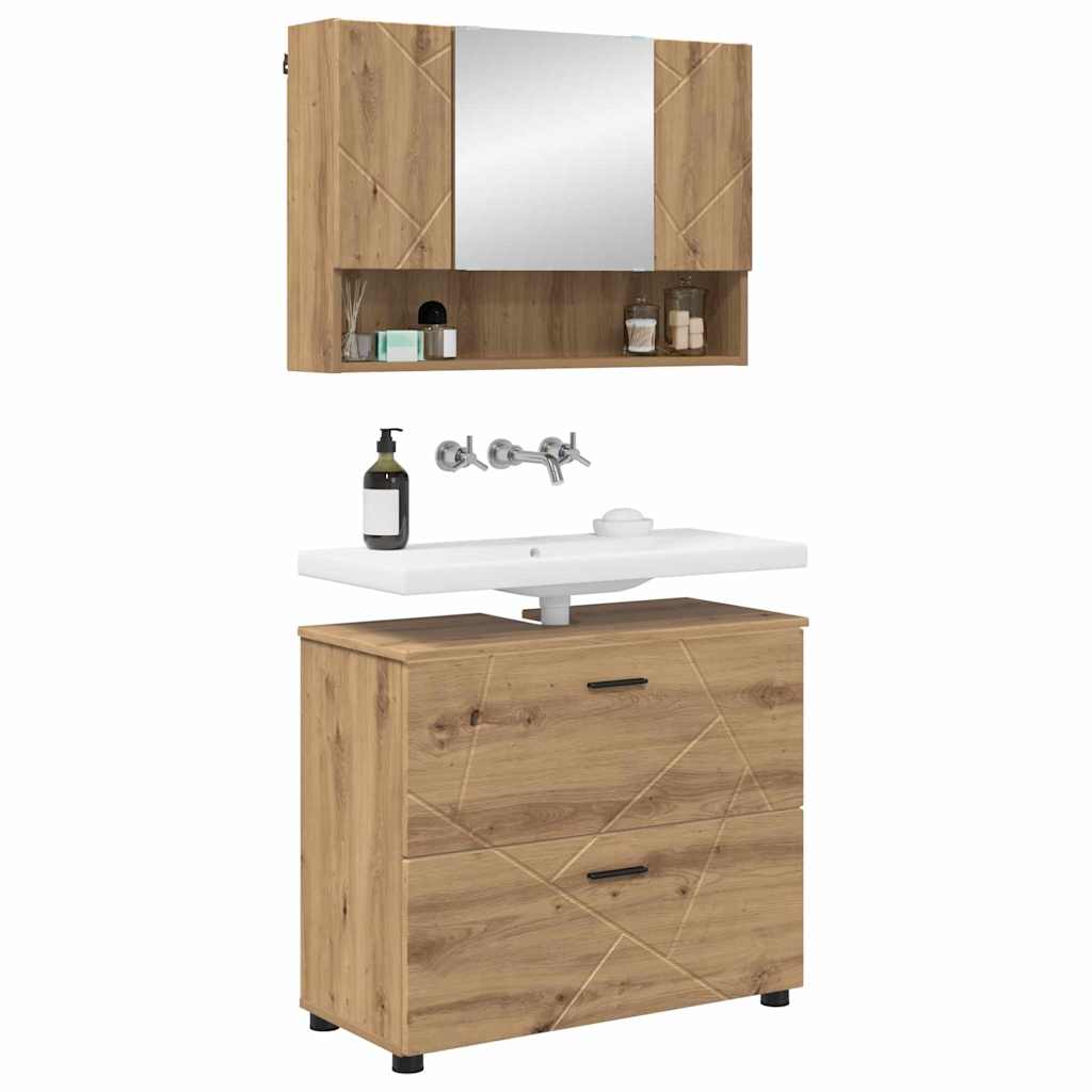 Badezimmermöbel-Set 2 Stk. Artisan-Eiche 76,5 x 35 x 64 cm
