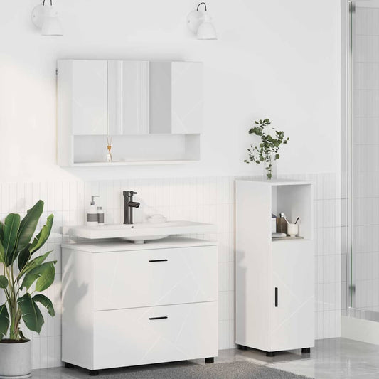 Badezimmermöbel-Set 3 stk. Weiß 76,5 x 35 x 64 cm