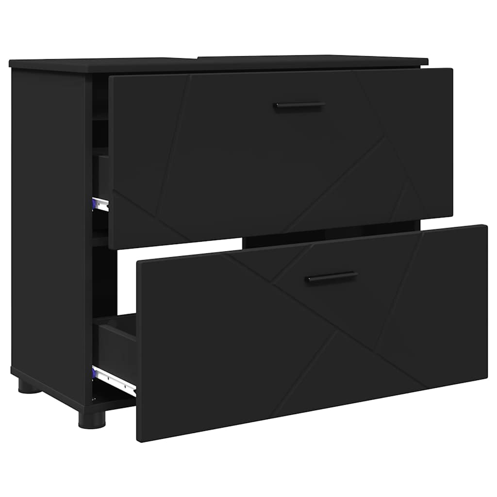 Badezimmermöbel-Set 3 stk. Schwarz 76,5 x 35 x 64 cm