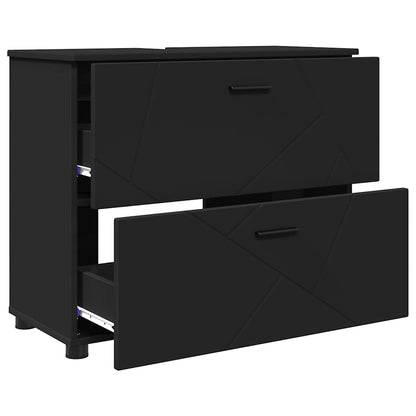 Badezimmermöbel-Set 3 stk. Schwarz 76,5 x 35 x 64 cm