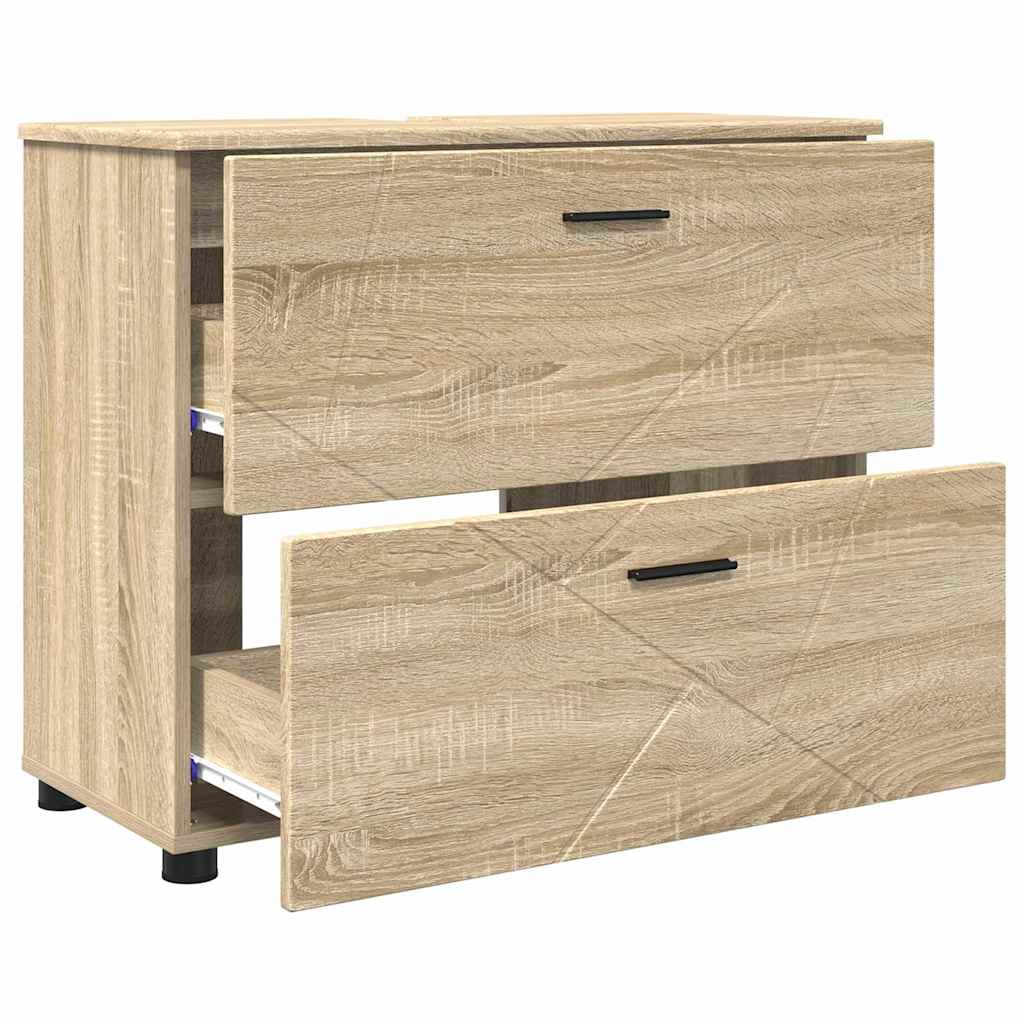 Badezimmermöbel Set mit Regal 3 pcs Sonoma-Eiche Holzwerkstoff