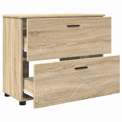 Badezimmermöbel-Set 3 stk. Sonoma-Eiche 76,5 x 35 x 64 cm