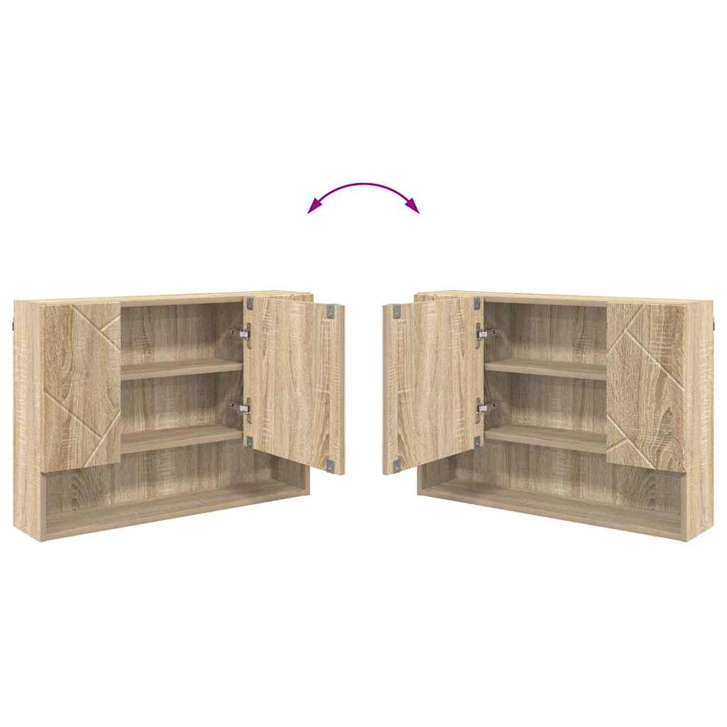Badezimmermöbel-Set 3 pcs Sonoma-Eiche Sperrholz und Metall