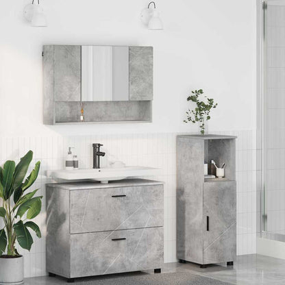 Badezimmermöbel-Set 3 stk. Beton Grau 76,5 x 35 x 64 cm