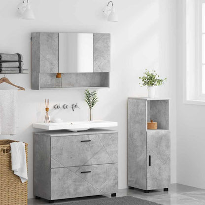 Badezimmermöbel-Set 3 stk. Beton Grau 76,5 x 35 x 64 cm