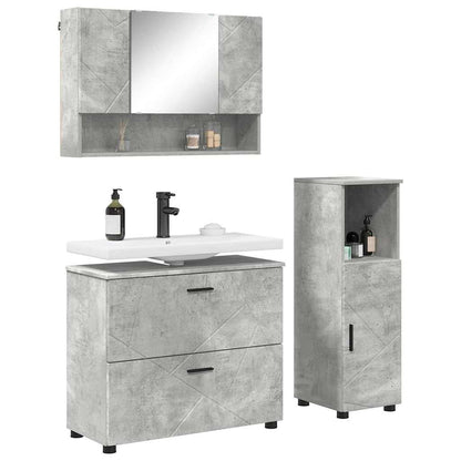 Badezimmermöbel-Set 3 stk. Beton Grau 76,5 x 35 x 64 cm