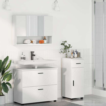 Badezimmermöbel-Set 3 stk. Weiß 76,5 x 35 x 64 cm