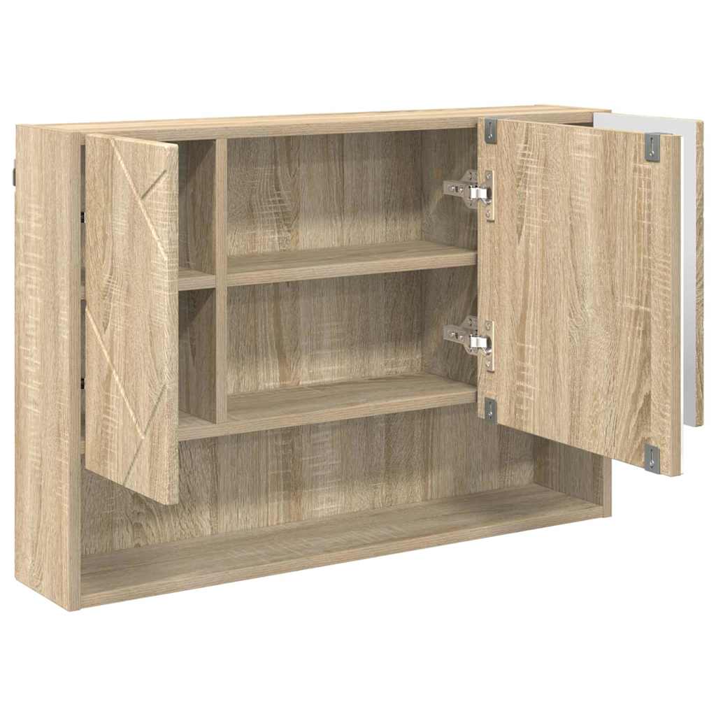 Badezimmermöbel-Set 3 pcs Sonoma-Eiche Sperrholz und Metall