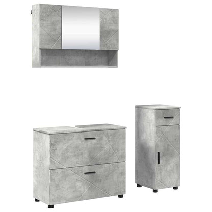 Badezimmermöbel-Set 3 stk. Beton Grau 76,5 x 35 x 64 cm
