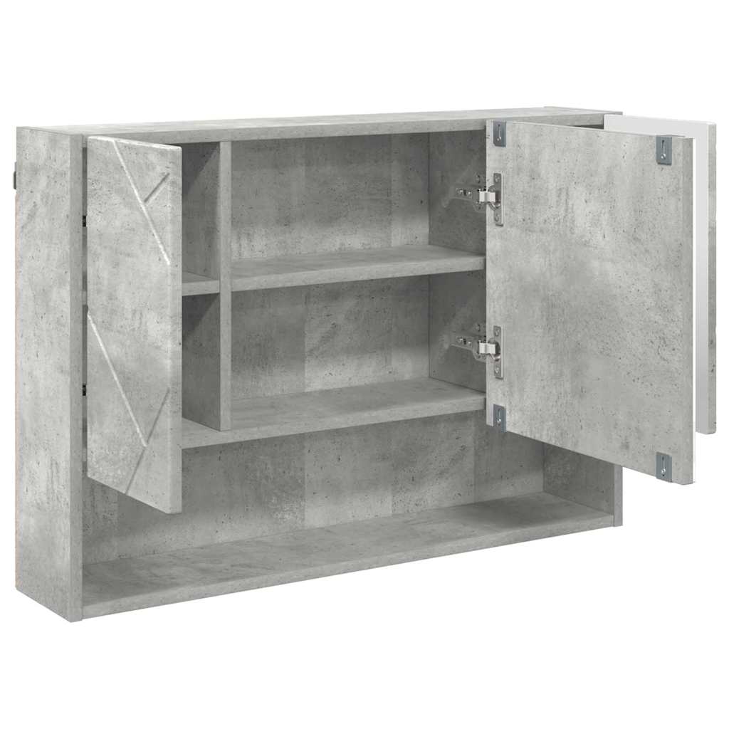 Badezimmermöbel-Set 3 pcs Beton Grau Sperrholz und Metall
