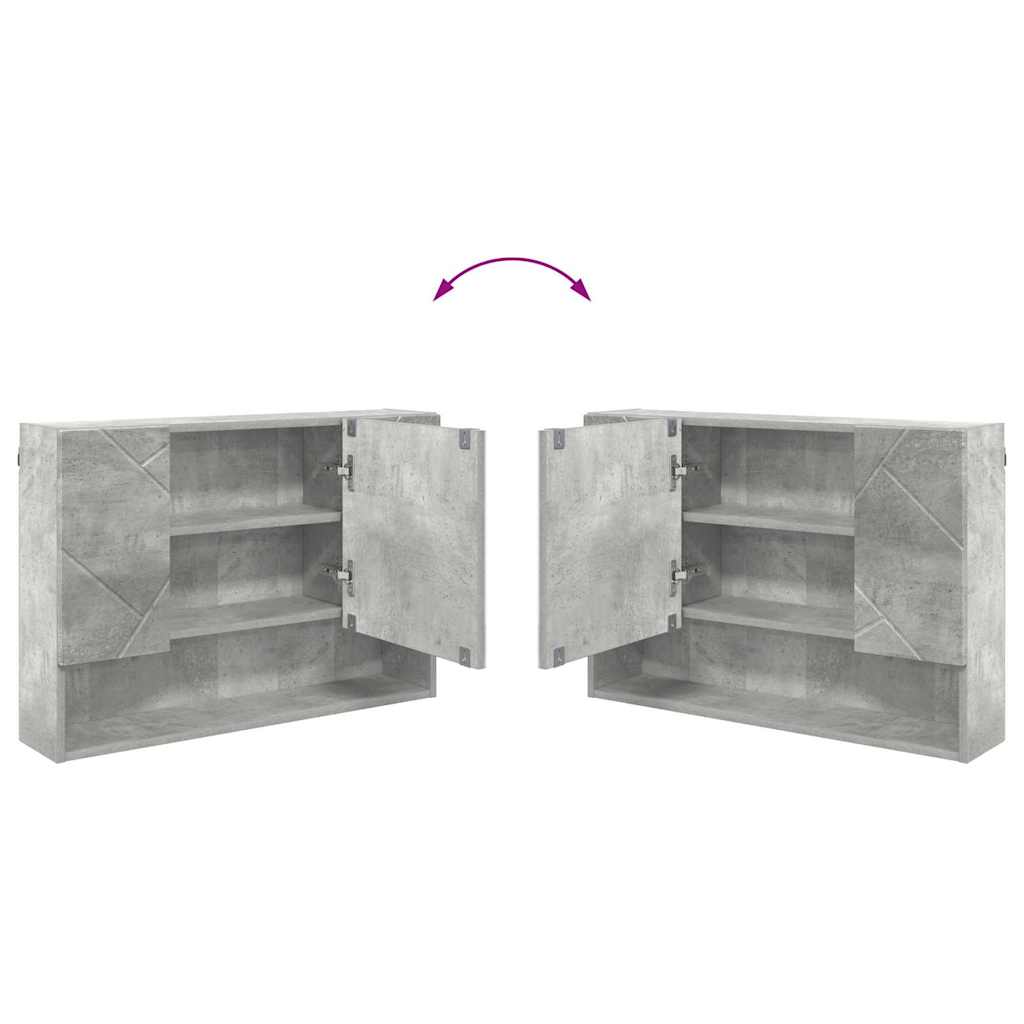 Badezimmermöbel-Set 3 pcs Beton Grau Sperrholz und Metall