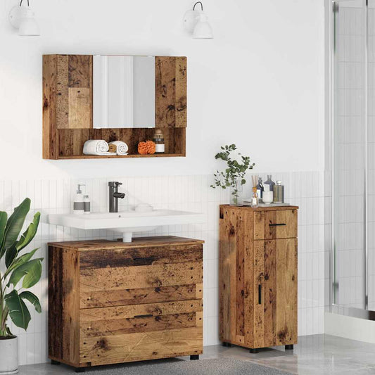 Badezimmermöbel-Set 3 stk. Altholz 76,5 x 35 x 64 cm