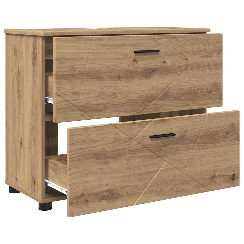 Badezimmermöbel-Set 3 Stk. Artisan-Eiche 76,5 x 35 x 64 cm