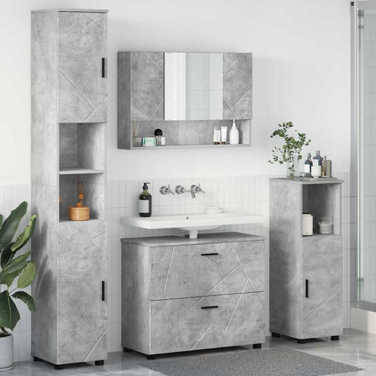 Badezimmermöbel-Set 4 stk. Beton Grau 35 x 30 x 192 cm