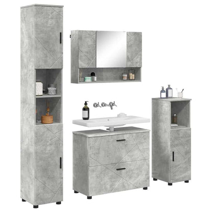 Badezimmermöbel-Set 4 stk. Beton Grau 35 x 30 x 192 cm
