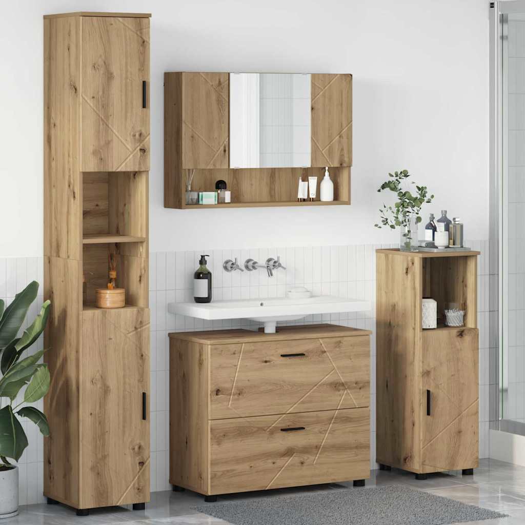 Badezimmermöbel-Set 4 Stk. Artisan-Eiche 35 x 30 x 192 cm