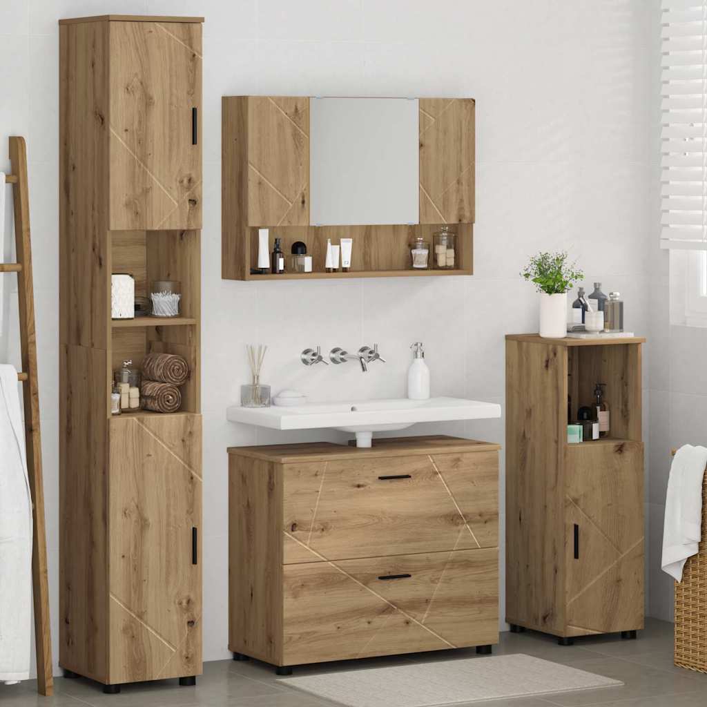 Badezimmermöbel-Set 4 Stk. Artisan-Eiche 35 x 30 x 192 cm