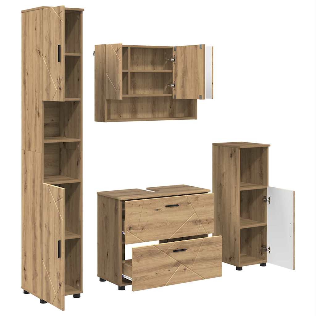 Badezimmermöbel-Set 4 Stk. Artisan-Eiche 35 x 30 x 192 cm