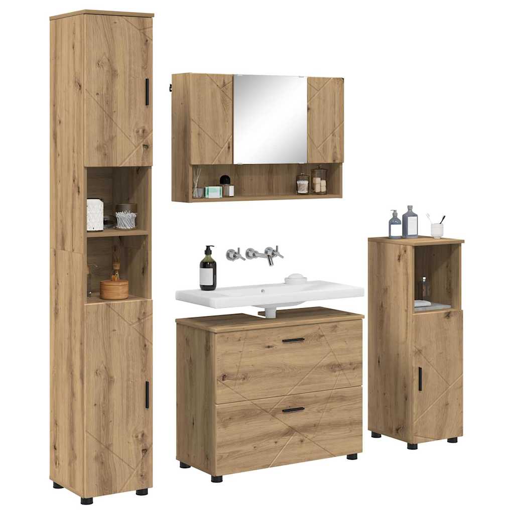 Badezimmermöbel-Set 4 Stk. Artisan-Eiche 35 x 30 x 192 cm