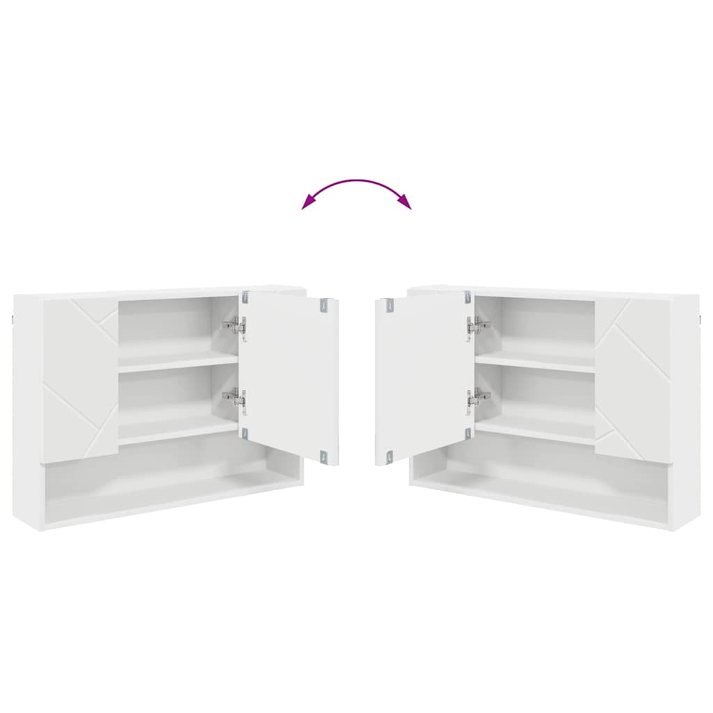 Badezimmermöbel-Set mit Regal 4 pcs Weiß Sperrholz und Metall