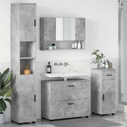 Badezimmermöbel-Set 4 stk. Beton Grau 35 x 30 x 192 cm