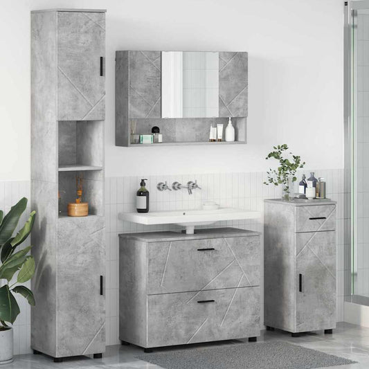 Badezimmermöbel-Set 4 stk. Beton Grau 35 x 30 x 192 cm