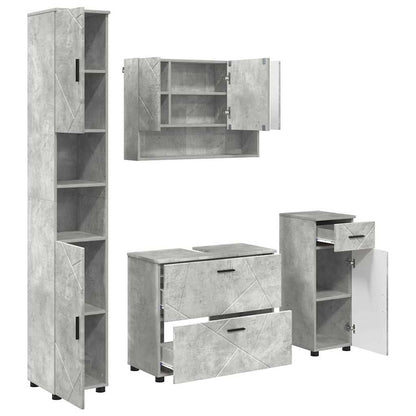 Badezimmermöbel-Set 4 stk. Beton Grau 35 x 30 x 192 cm