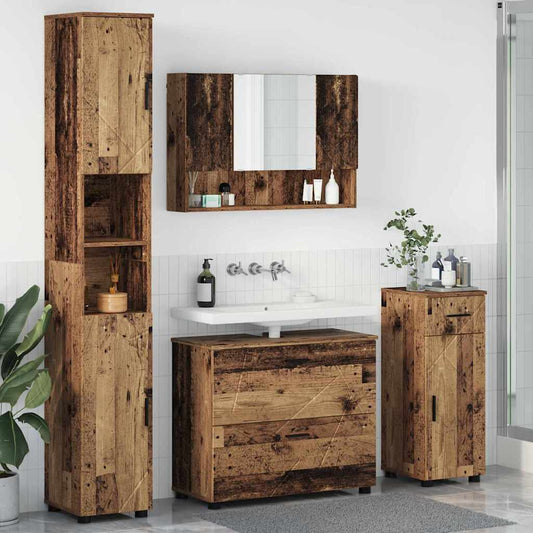 Badezimmermöbel-Set 4 stk. Altholz 35 x 30 x 192 cm