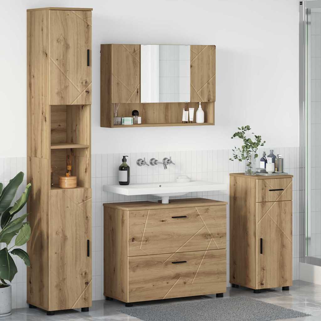 Badezimmermöbel-Set 4 Stk. Artisan-Eiche 35 x 30 x 192 cm