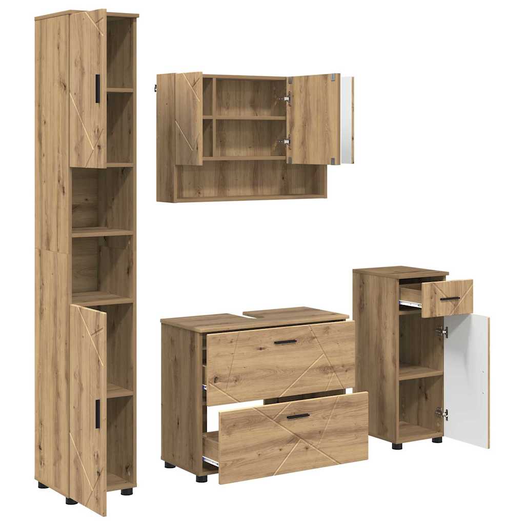 Badezimmermöbel-Set 4 Stk. Artisan-Eiche 35 x 30 x 192 cm