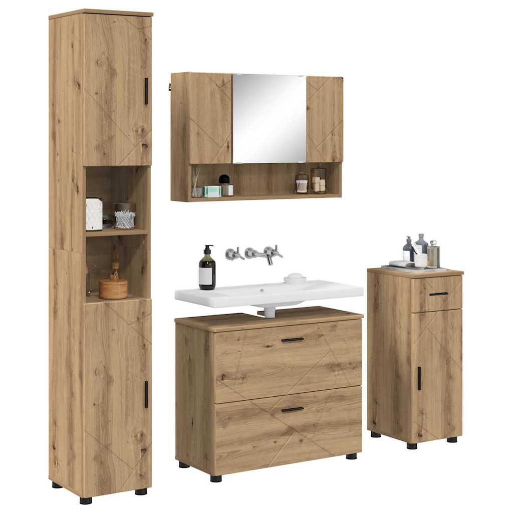 Badezimmermöbel-Set 4 Stk. Artisan-Eiche 35 x 30 x 192 cm