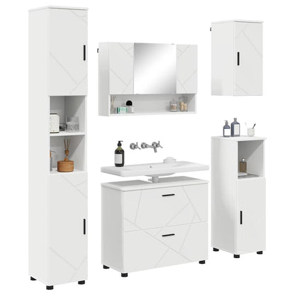 Badezimmermöbel-Set 5 stk. Weiß 35 x 30 x 192 cm
