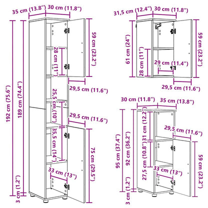 Badezimmermöbel-Set 5 stk. Weiß 35 x 30 x 192 cm