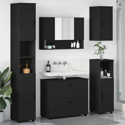 Badezimmermöbel-Set 5 stk. Schwarz 35 x 30 x 192 cm