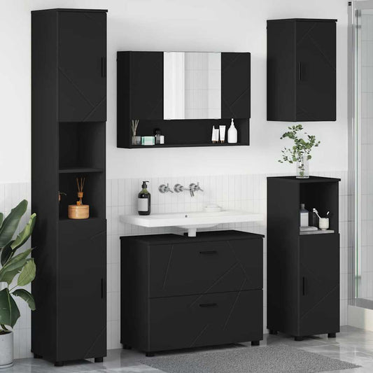 Badezimmermöbel-Set 5 stk. Schwarz 35 x 30 x 192 cm