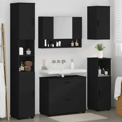 Badezimmermöbel-Set 5 stk. Schwarz 35 x 30 x 192 cm