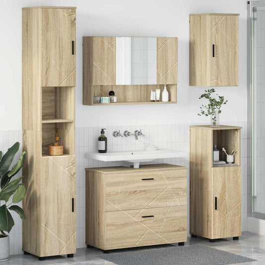 Badezimmermöbel-Set 5 stk. Sonoma-Eiche 35 x 30 x 192 cm