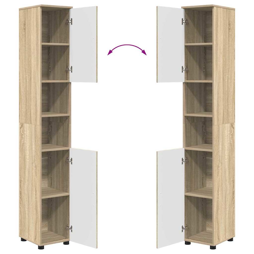 Badezimmermöbel-Set 5 pcs Sonoma-Eiche Sperrholz und Metall