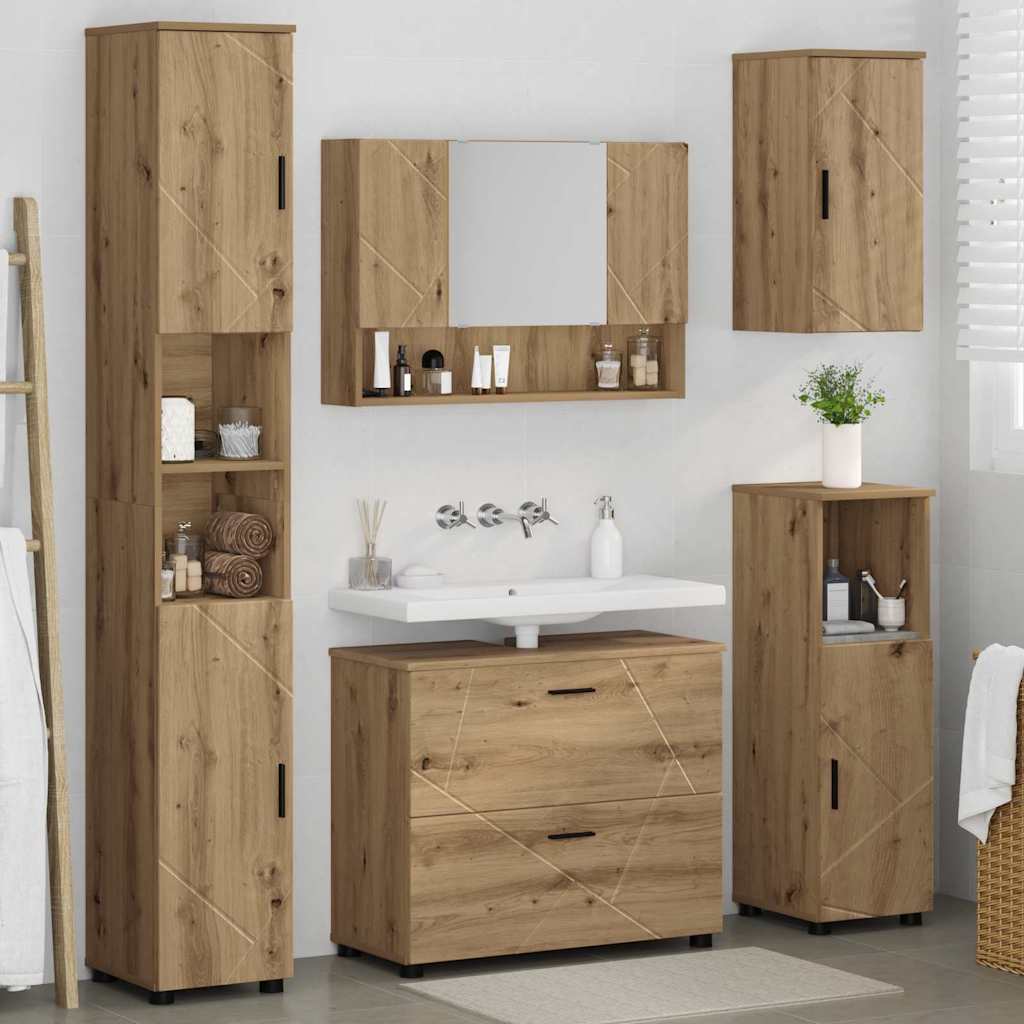 Badezimmermöbel-Set 5 Stk. Artisan-Eiche 35 x 30 x 192 cm