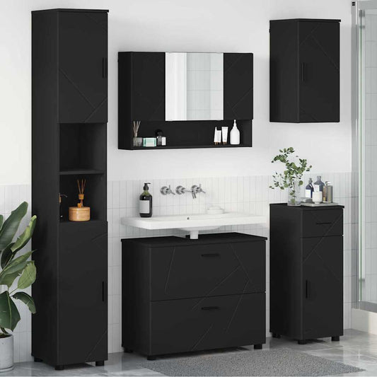 Badezimmermöbel-Set 5 stk. Schwarz 35 x 30 x 192 cm