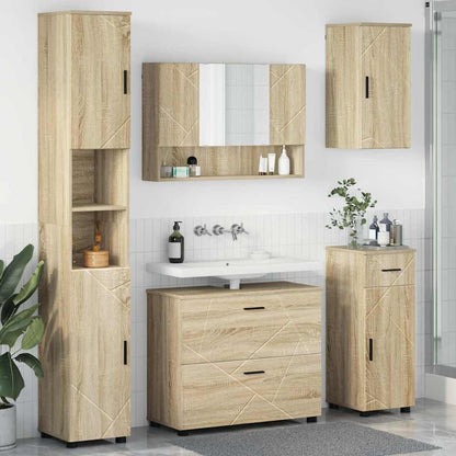 Badezimmermöbel-Set 5 stk. Sonoma-Eiche 35 x 30 x 192 cm