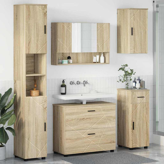 Badezimmermöbel-Set 5 stk. Sonoma-Eiche 35 x 30 x 192 cm