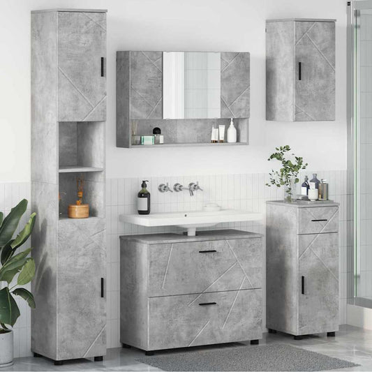 Badezimmermöbel-Set 5 stk. Beton Grau 35 x 30 x 192 cm