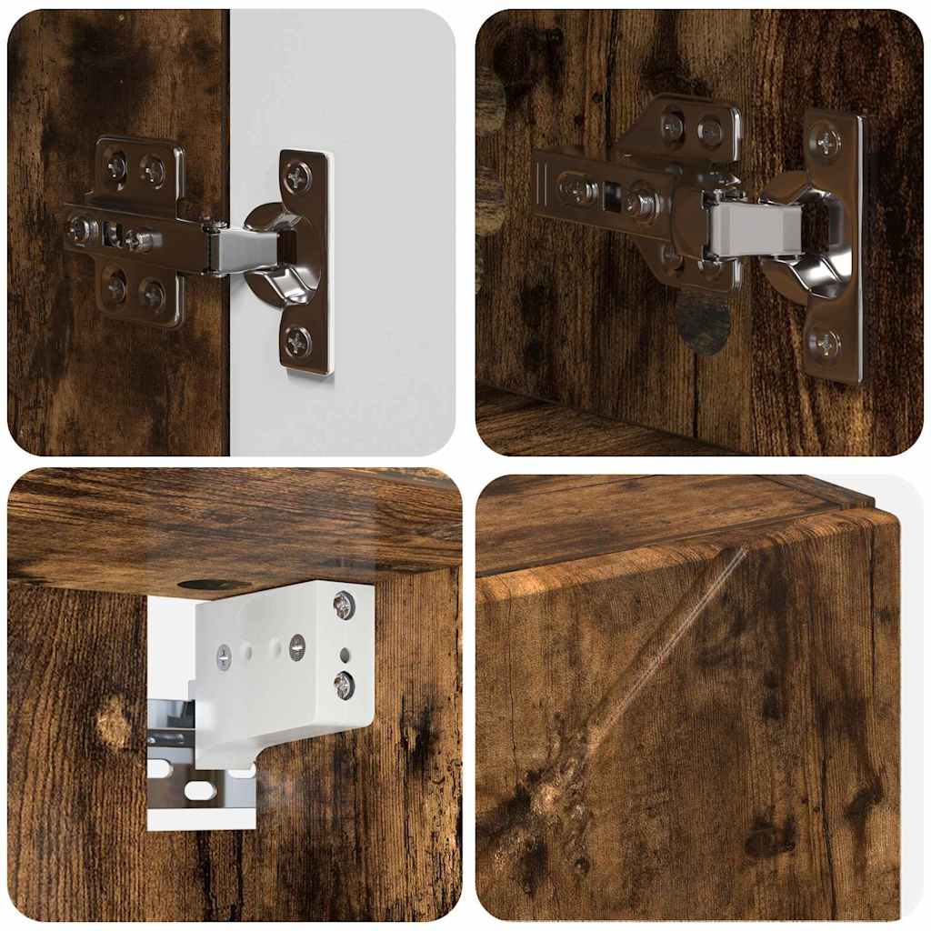 Badezimmermöbel-Set 5 stk. Geräucherte Eiche 35 x 30 x 192 cm