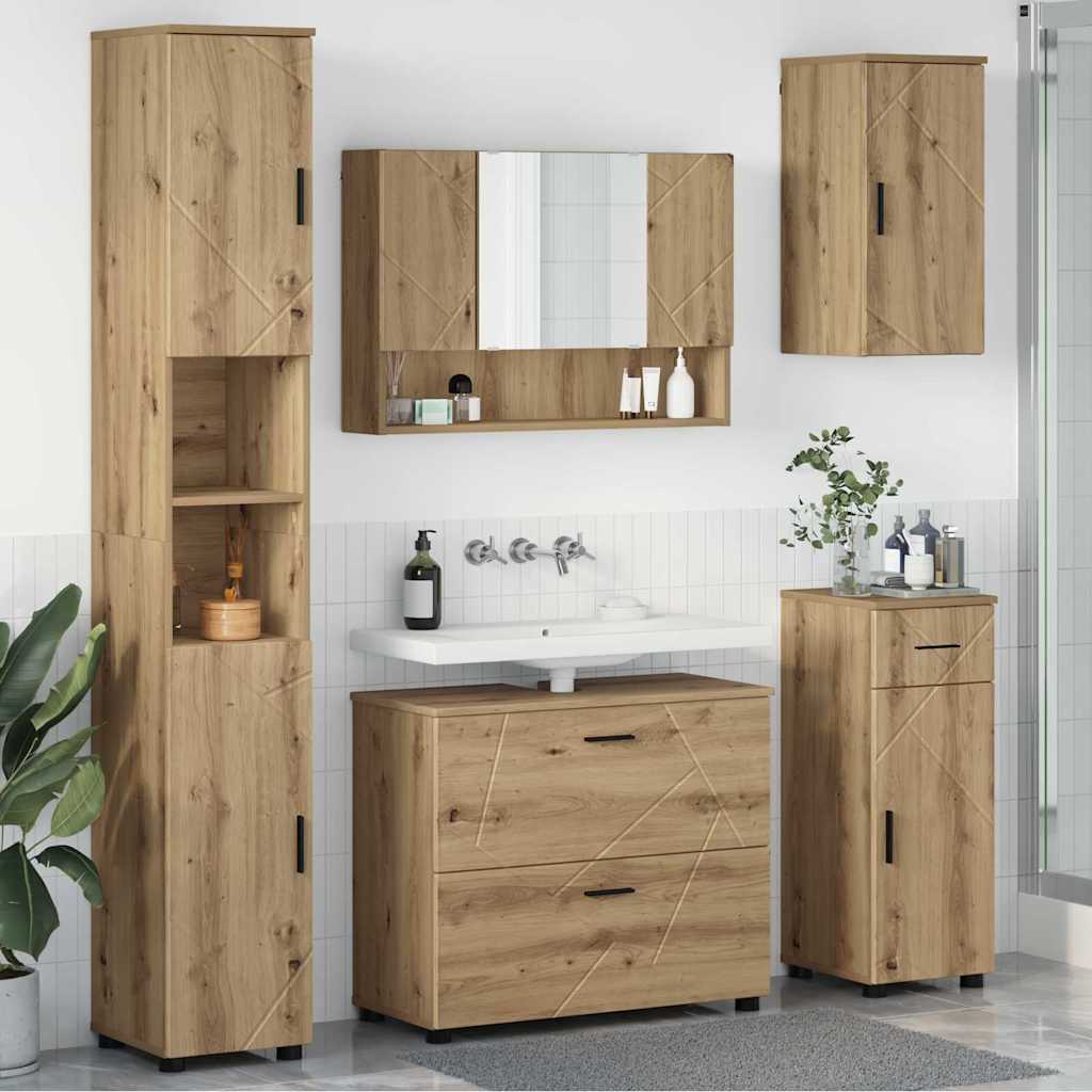 Badezimmermöbel-Set 5 Stk. Artisan-Eiche 35 x 30 x 192 cm