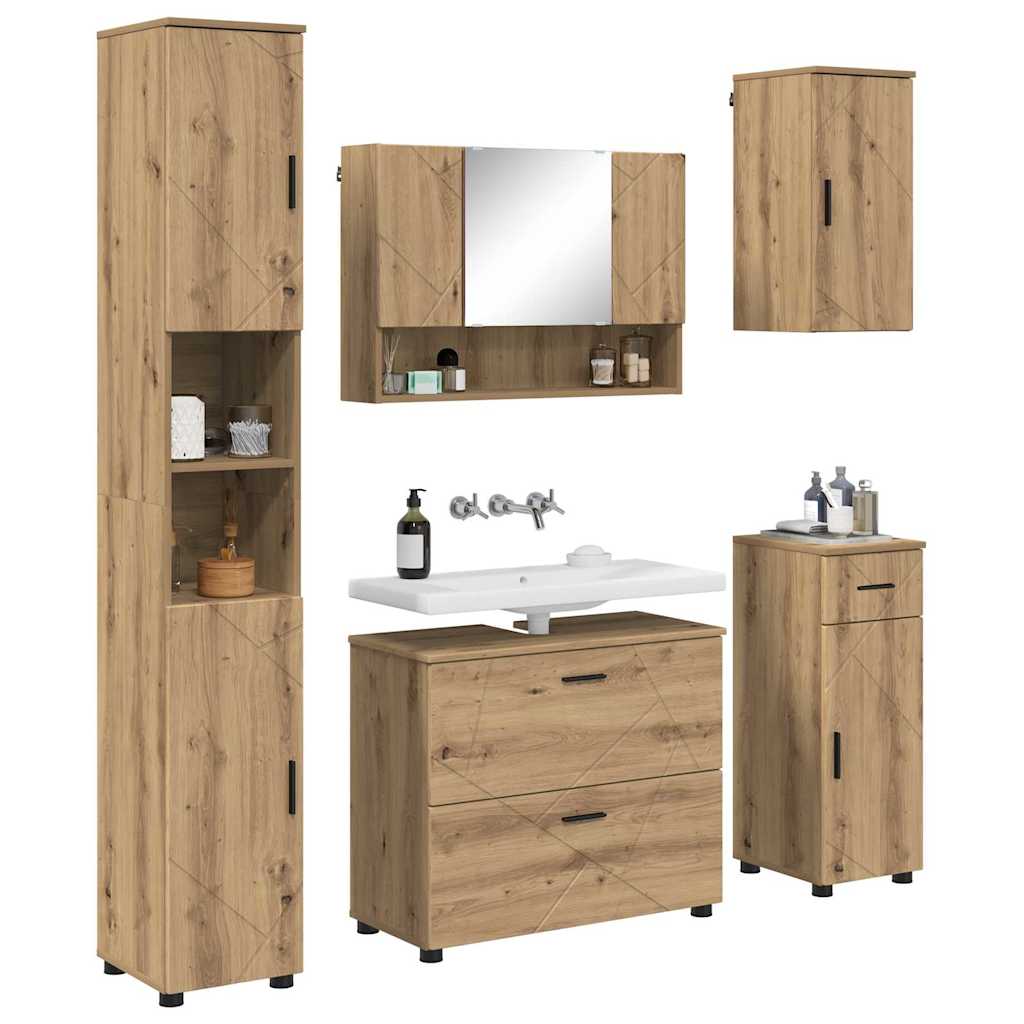 Badezimmermöbel-Set 5 Stk. Artisan-Eiche 35 x 30 x 192 cm