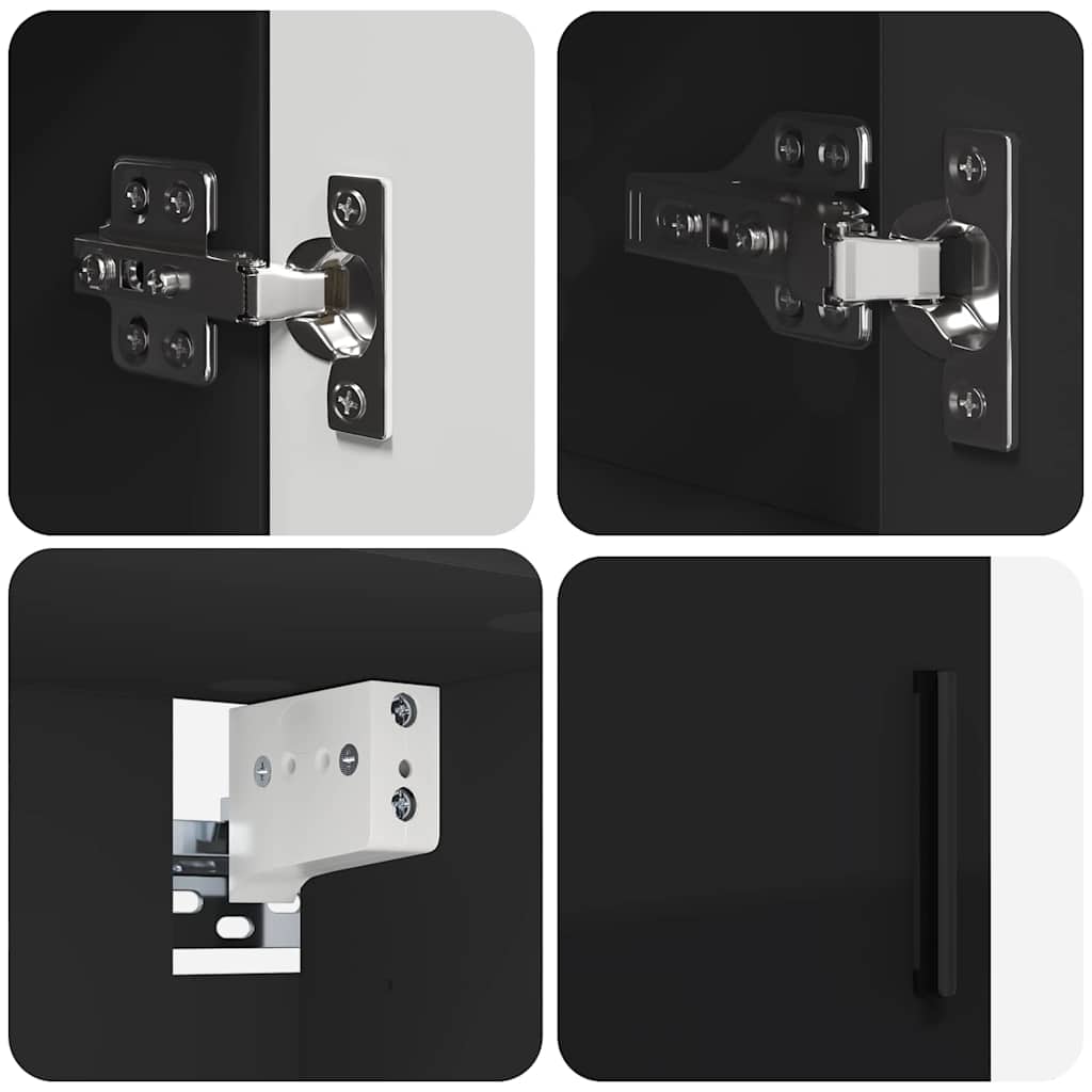 Badezimmermöbel-Set 4 stk. Schwarz 35 x 30 x 192 cm
